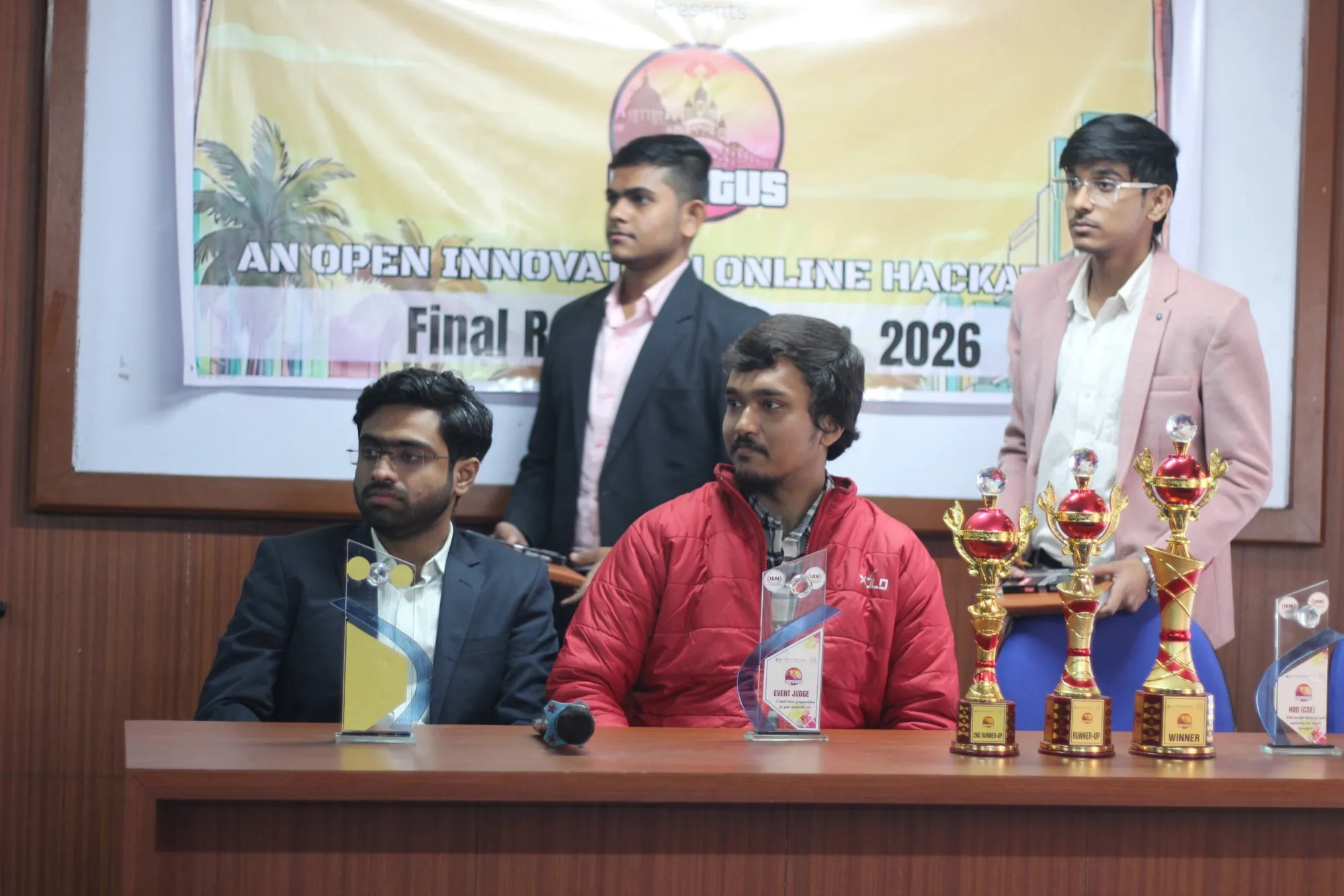 The judges' table, trophies lined up